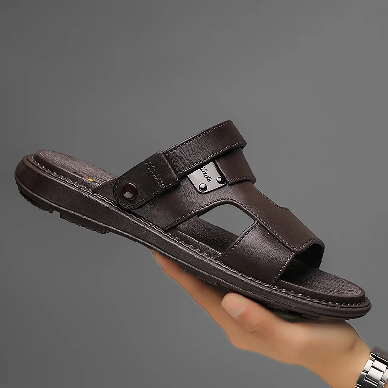 Men's outdoor beach cool slippers with non-smelly feet after leisure, dual-purpose soft-soled shoes, summer non-slip driving san