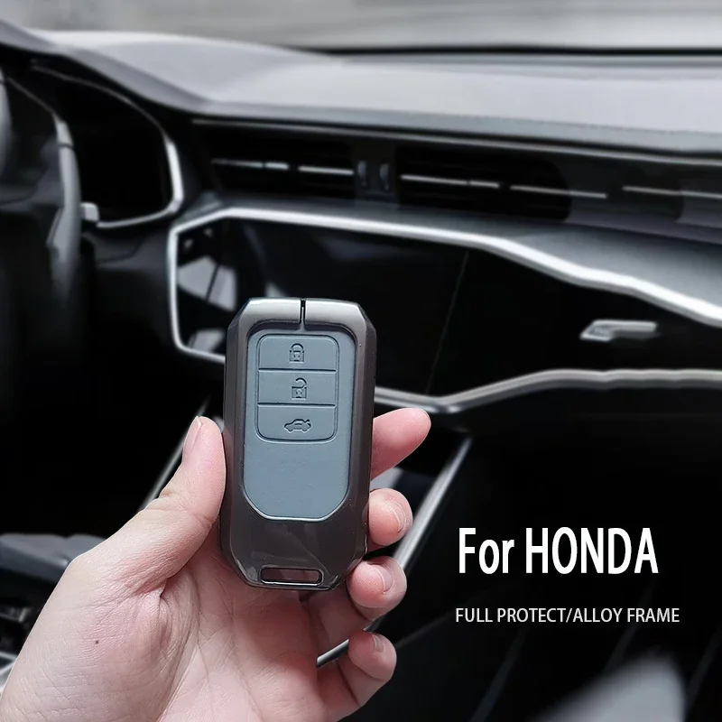 Zinc Alloy Car Remote Key Case Cover for Honda Accord EX EXL Civic Crv Crz Hrv Pilot Ridgeline 2016 2017 2018 Keyless Keychain