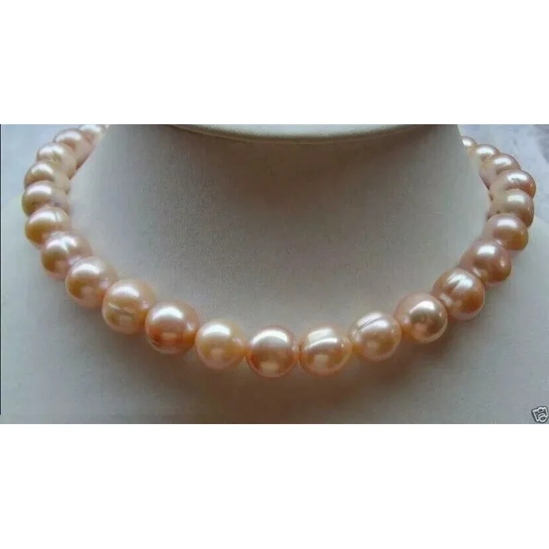 

GENUINE NATURAL AAA 10 MM PINK SOUTH SEA BAROQUE PEARL NELACE 18" 14K GOLD