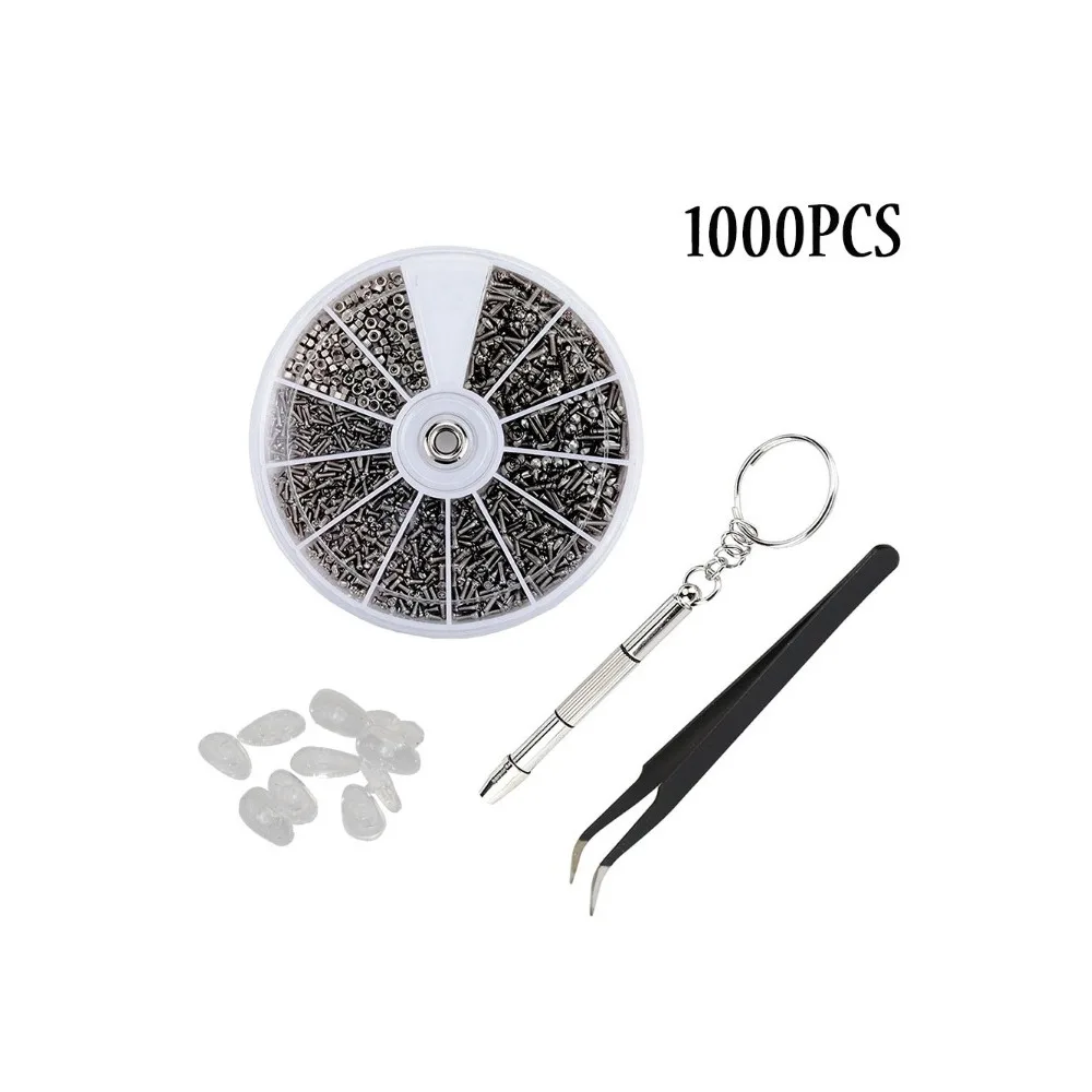 1000 Stück Schrauben Muttern Sortiment Kit M1 M1,2 M1,4 M1,6 Schraube für Uhren Brillengestell Reparaturwerkzeuge mit Schraubendreher