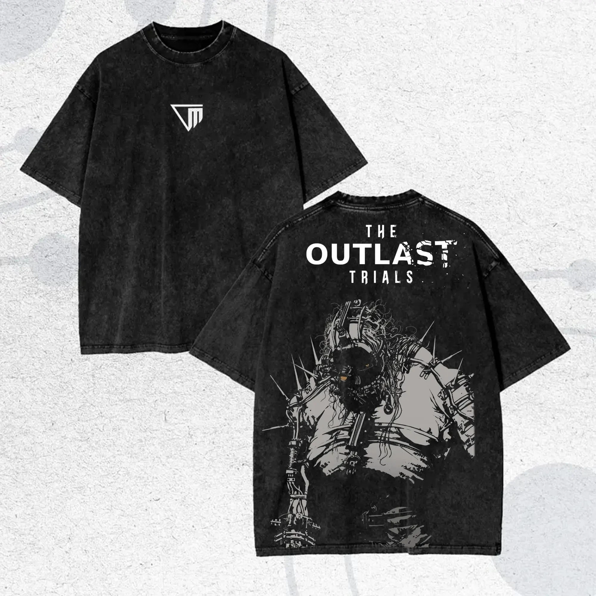 The Outlast Trials T-Shirt Vintage Washed Horror Game Grafik Unisex Oversized Rundhals Baumwolle Kurzarm Tee Tops Heißer Verkauf