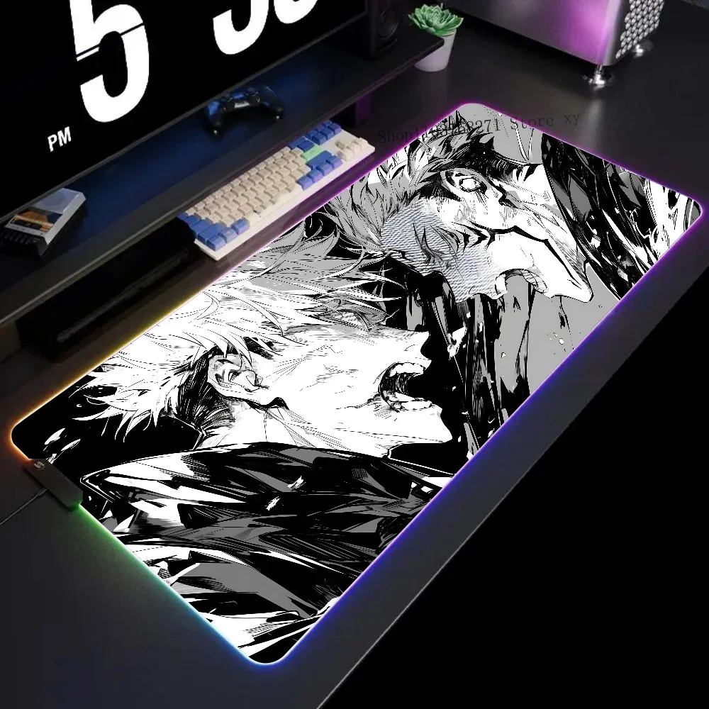 

A-Jujutsu Kaisen Gojo Vs Sukuna Anime Mousepad XXL RGB Gaming Mouse Pads HD Black Gamer Accessories Large LED