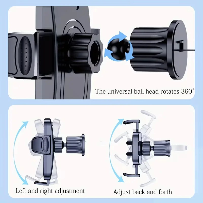 Car Phone Holder | Dedicated Car Navigation Mobile Stand, 360° Rotatable Multi-angle Adjustable Anti-shake And Anti-slip, Three-in-one For Dashboard Vent, Universal For All Car Models, Compatible With Apple, Huawei, Xiaomi, Samsung Phones