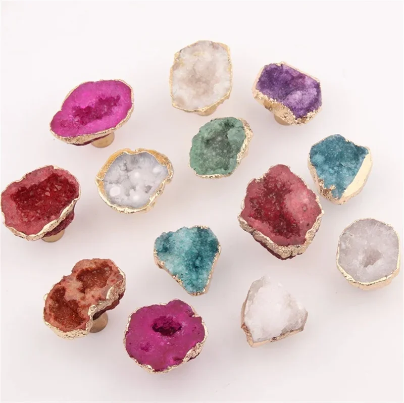 Natural Rough Crystal Furniture Pull Handles Drawer Knob Luxury Cabinet Door Handle For Kitchen Cupboard Wardrobe Pulls Decor