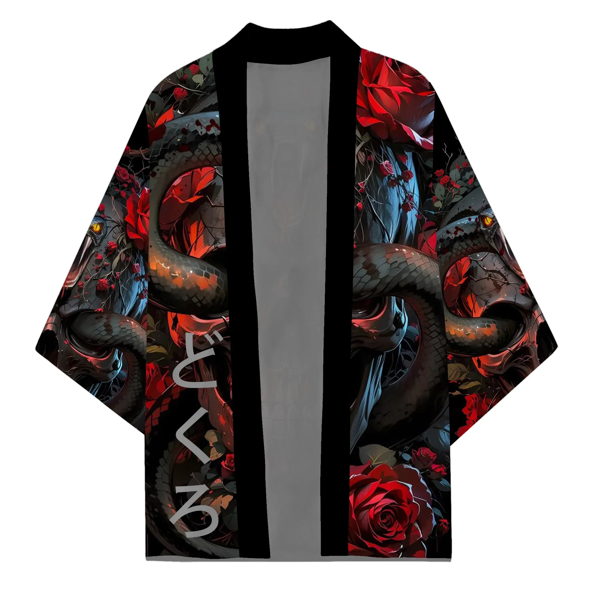الهيكل العظمي كوبرا نمط ثوب الكيمونو الياباني الأفعى طباعة الموت الله الرجال قميص المرأة عادية Harajuku القوطية وسيم تأثيري عباءة