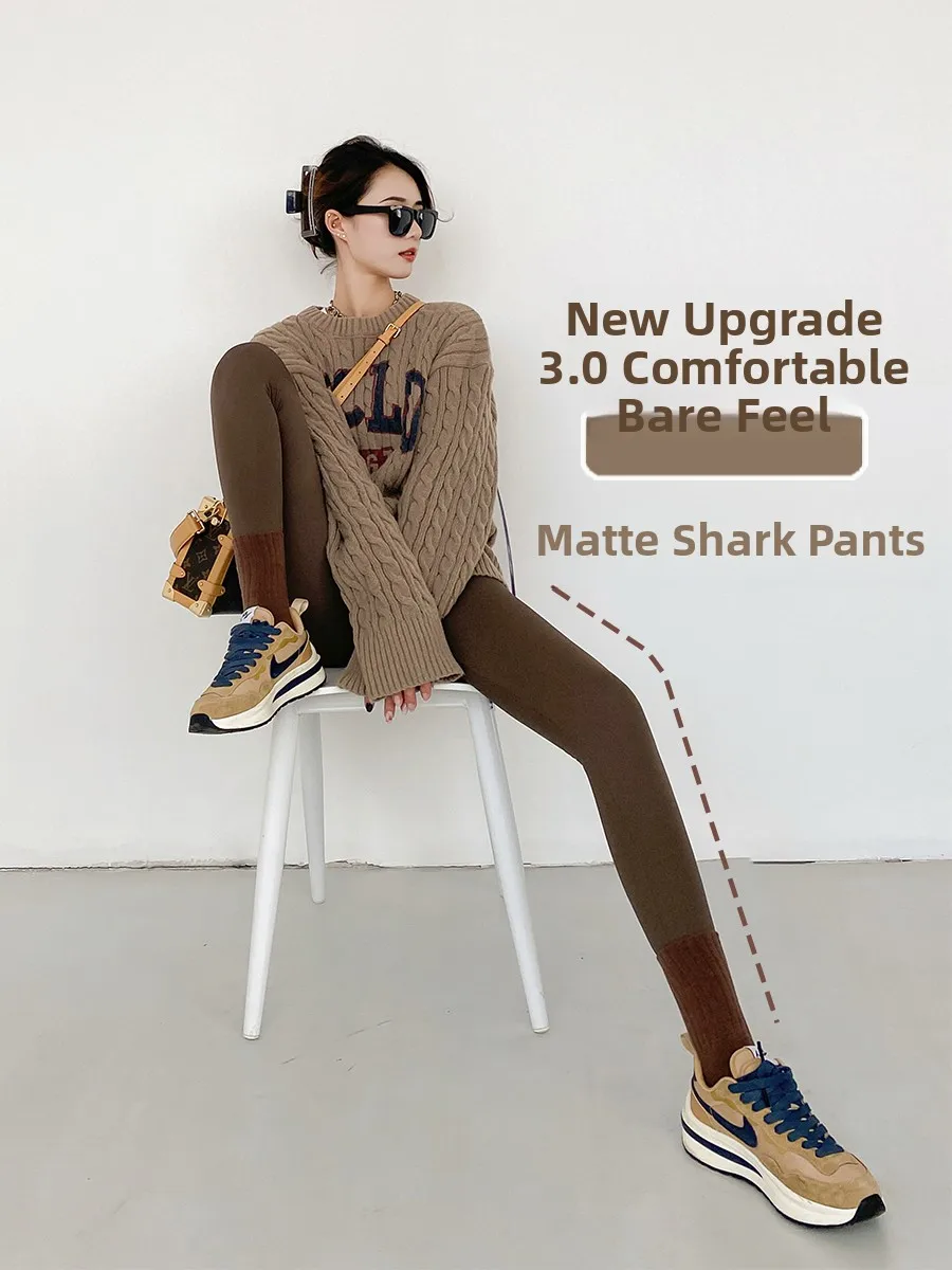 Women's High Waist Fce Lined arkskin Pants Yoga Fitn Tightening Tummy Control Bot Long Leggings Nylon Spandex