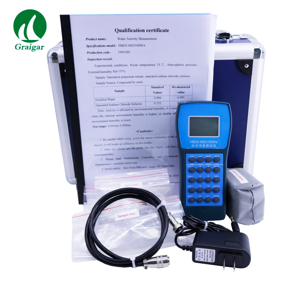 High Accuracy HBD5-MS2100Wa Portable Food Water Activity Tester Meter Moisture Content Tester