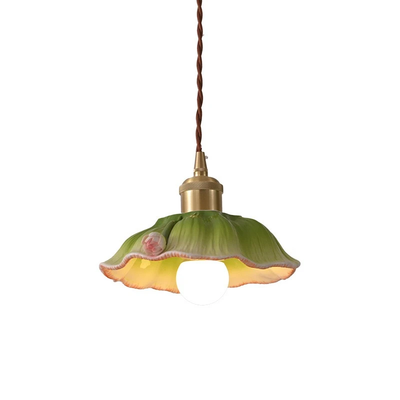 

Medieval lotus leaf ceramic chandelier retro entrance aisle chandelier