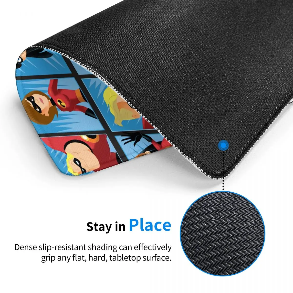 Custom The Incredibles Collage PC Desk Mouse Pad Soft Mousepad with Stitched Edges Non-Slip Rubber Mouse Mat for Gamer