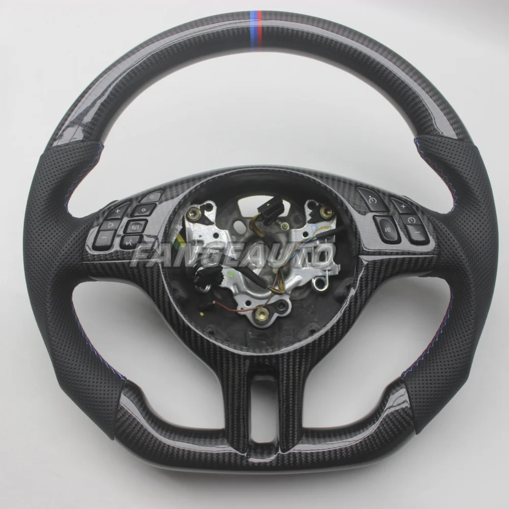 Replacement D Shape Real Carbon Fiber Steering Wheel for BMW 3 Series E46 1997-2006