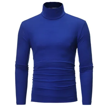 1 pièces hommes mince dessus chaud hommes automne à manches longues sous-vêtement thermique mâle col haut mode T-shirt