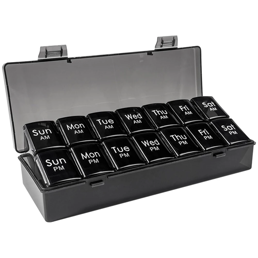Bpa-Free 7 Day Twice A Day Pill Organizer, Removable Am Pm Small Grids Storage Box For Travel & Household Supplement Management
