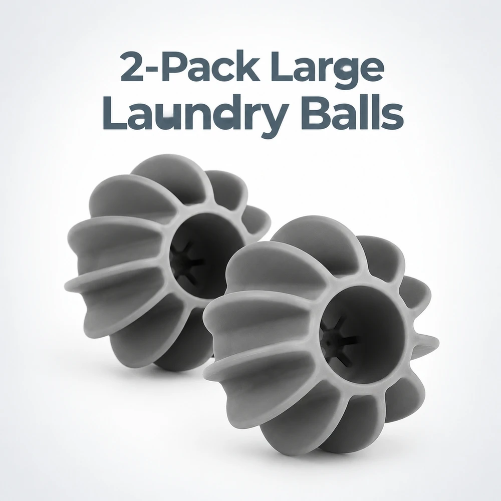 Large Grey Laundry Balls Set of 2 Reusable Pet Fur Remover Anti Tangle Fabric Cleaner Manual Wash Tool