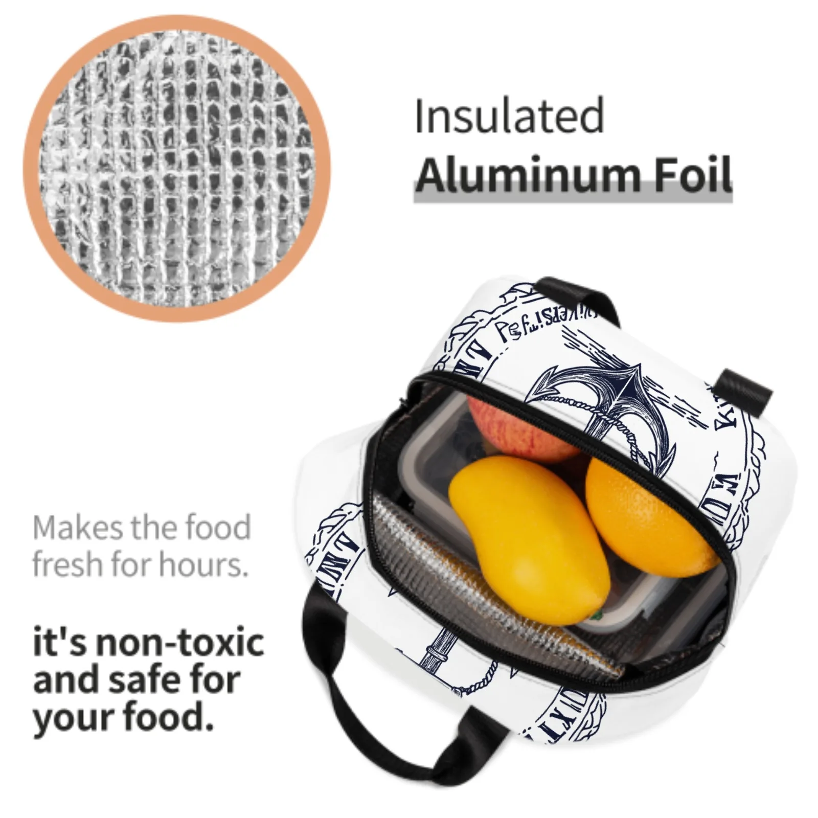 حقيبة غداء مرساة السمك للنساء والرجال صناديق غداء معزولة حراريًا للبالغين في المكتب وحقيبة كمبيوتر محمول للعودة إلى المدرسة