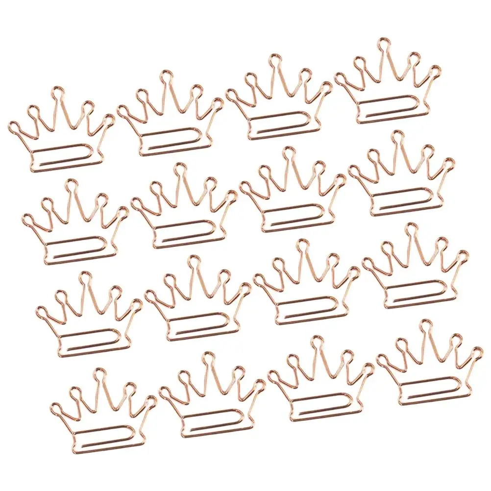 50 Pcs Rose Gold Paper Neddles Crown Shaped Bookmark Office Hand Account Essentials Clips