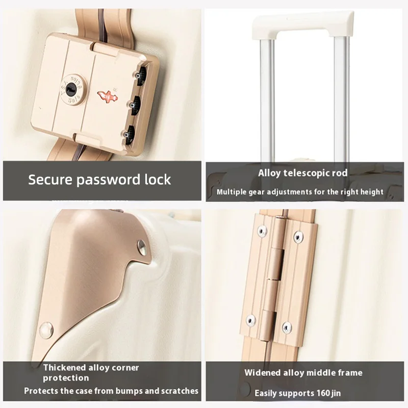 حقيبة سفر صامتة بإطار من الألومنيوم مقاس 20 بوصة متعددة الوظائف مقاومة للماء مع تصميم طبقة قابلة للتوسيع للسفر للرجال والنساء