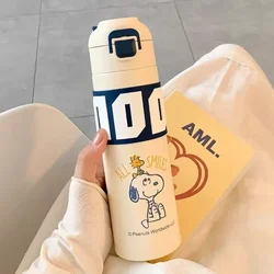 New Kawaii Anime Cartoon series Snoopy Creative Cute Yan Value Bounce Thermos Cup Simple Thermos Cup for Men and Women Students