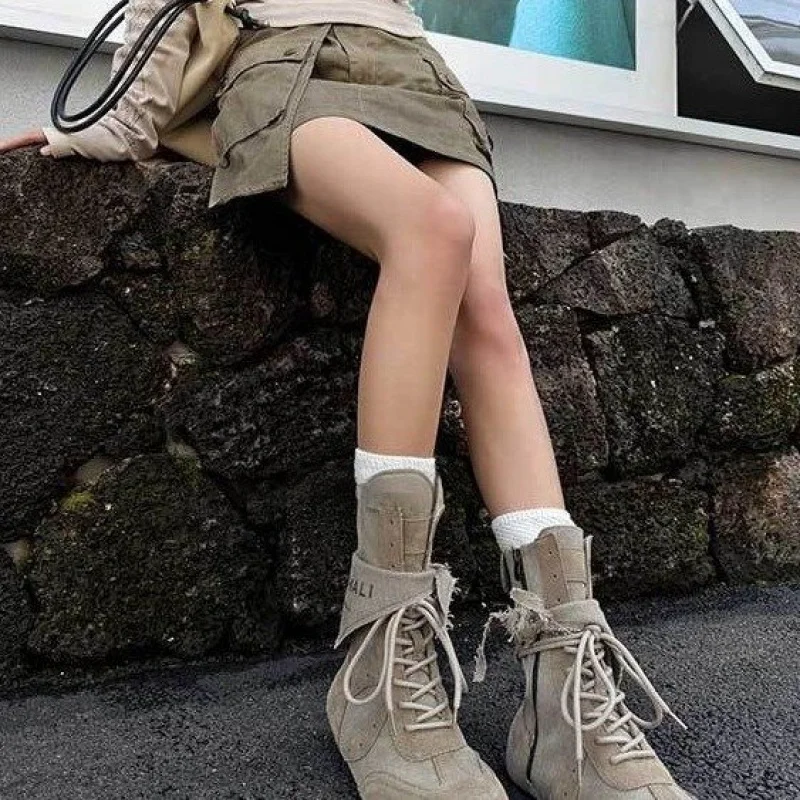 كعب منخفض (أقل 3 سم) أربعة مواسم PU الجانب سستة قصيرة أحذية الموضة مريحة زيادة المرأة حذاء من الجلد #4