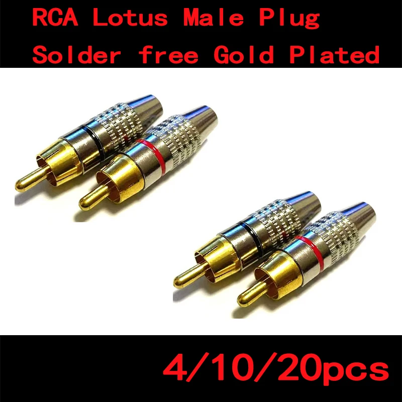 

Solder-Free RCA Male Connector - Gold-Plated AV Plug for Audio Cable & CCTV Camera Applications