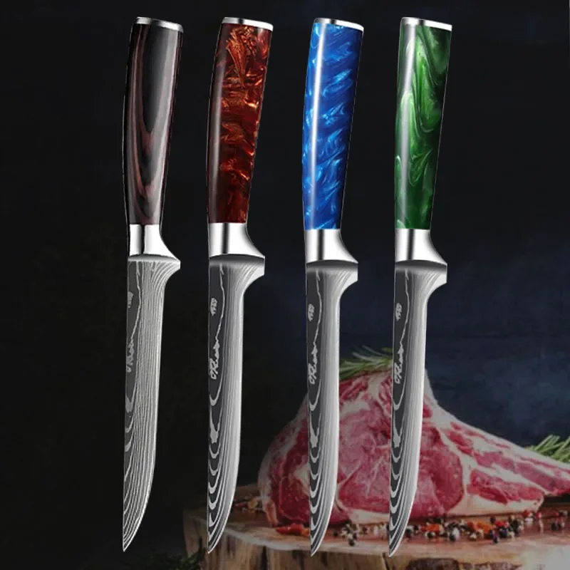 6inch Damascus Laser Boning Knife Professional Kitchen Knife Butcher Knife Stainless Steel Meat Fruit Vegetables Fish Chef Knife