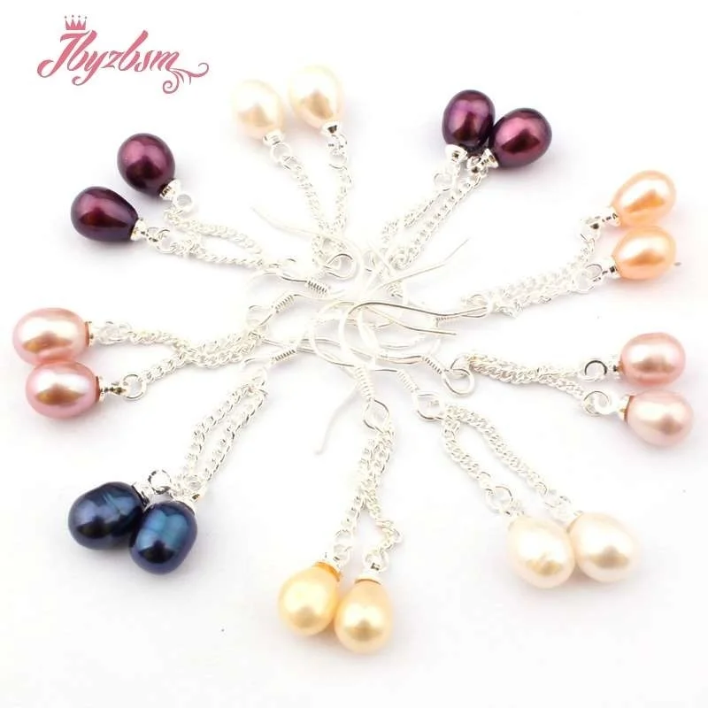 4-6x5-7mm Wine Red Green Yellow Elegant Natural Freshwater Pearl Double Dangle Hook Earring 1 Pair for Wedding Party Anniversary