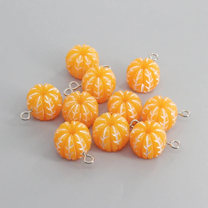 10pcs/pack 3D Small Tangerine Resin Fruit Charms Cute Earring Bracelet Hair Accessory Mini Pendants Diy Jewelry Making