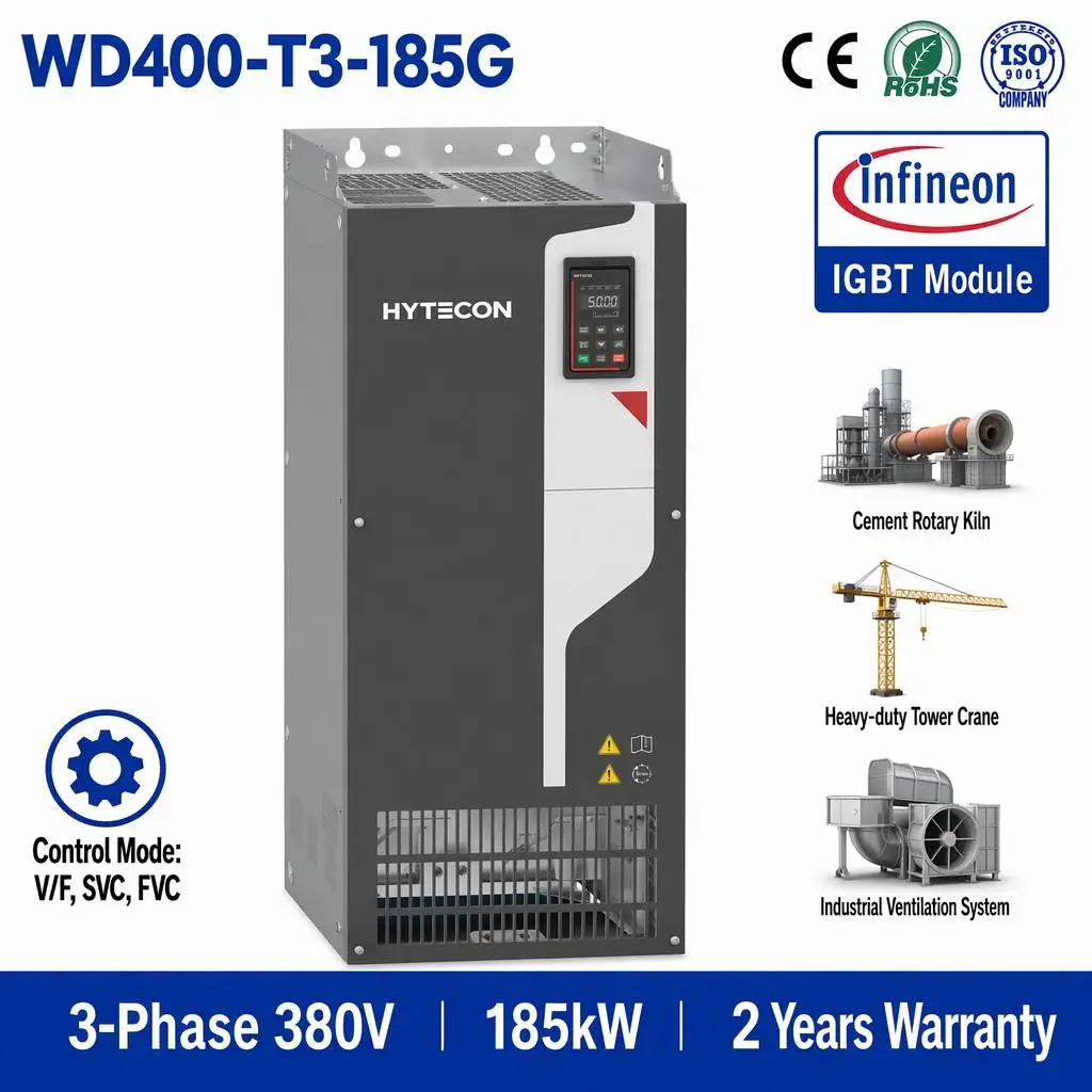 Mega-Project 250HP 185kW 3 Phase 380V VFD Frequency Inverter Grid Mitigation Industrial AC Drive for Compressor Vector