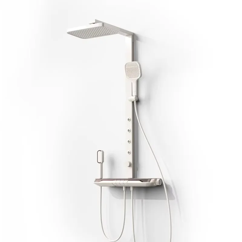 2026 Polished Brass Single Lever Ceramic Smart Thermostatic Shower Set Ultra Large Panel Wall Mounted Soft Multi Function