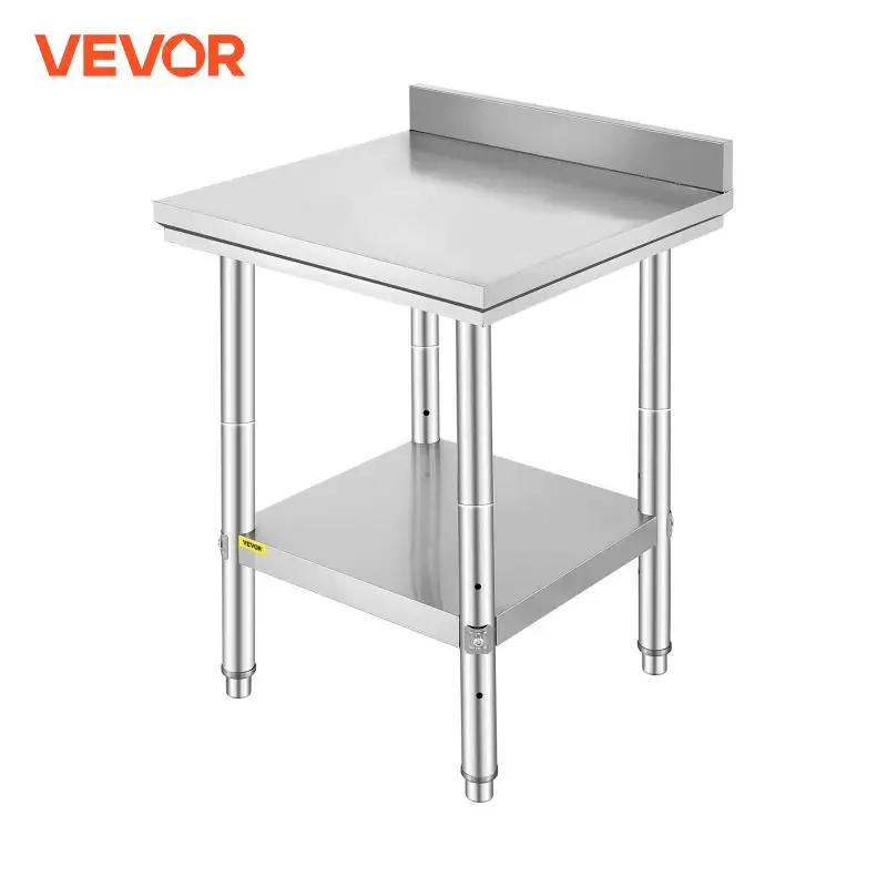 VEVOR Kitchen Work Bench Commercial Catering Table Worktable with Undershelf Stainless Steel 330LBS 286LBS for Restaurant Garage