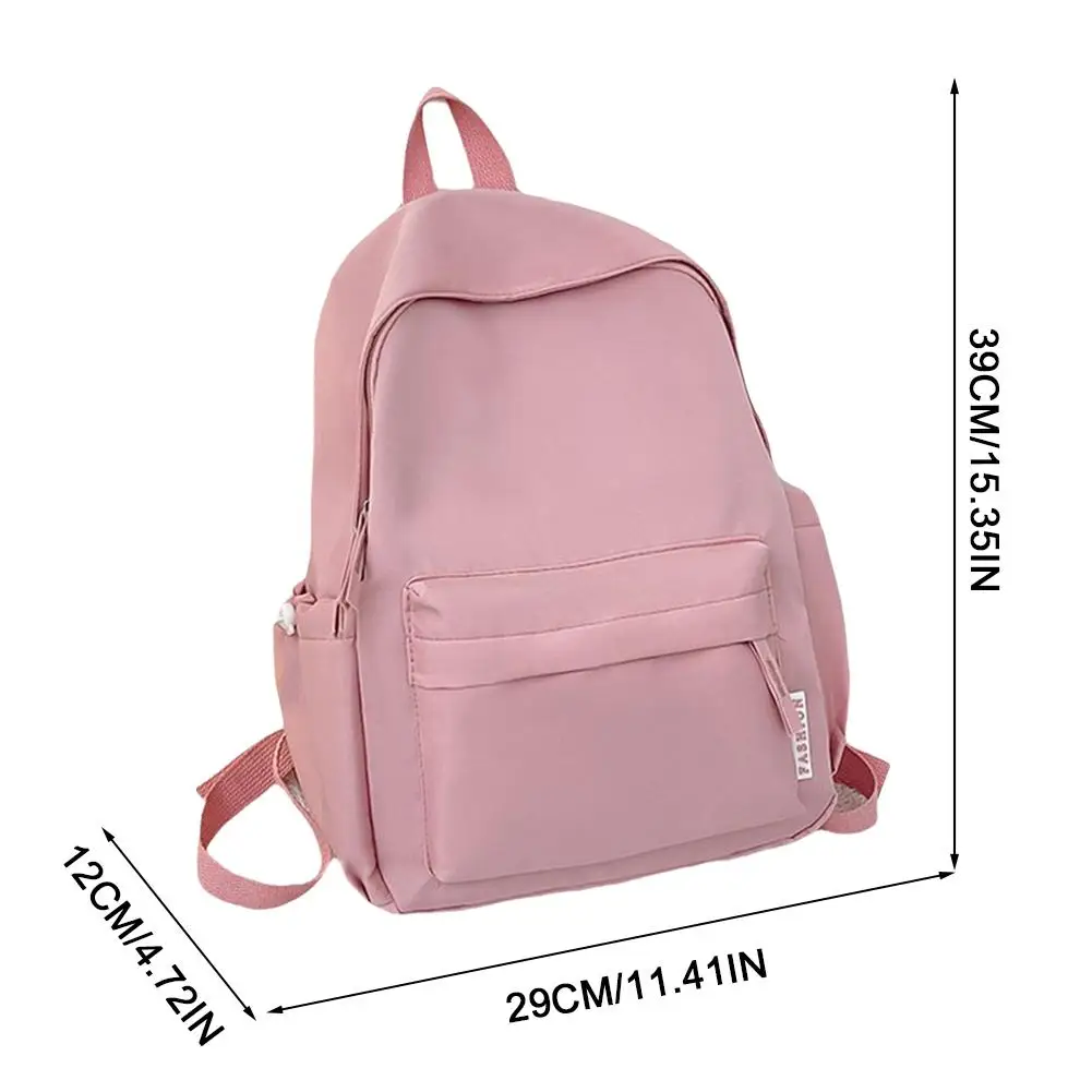 Simple Solid Color Backpack Women School Bags For Teenager Girls Bookbag Lady Travel Backbag Ins Small Fresh Cute Shoulder Bag