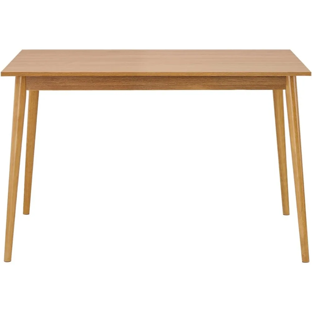 Tavolo da pranzo moderno Tavolo da cucina da 47 pollici con gamba in legno massello Finitura in rovere Tavolo da pranzo Sala da pranzo Mobili per la casa Naturale