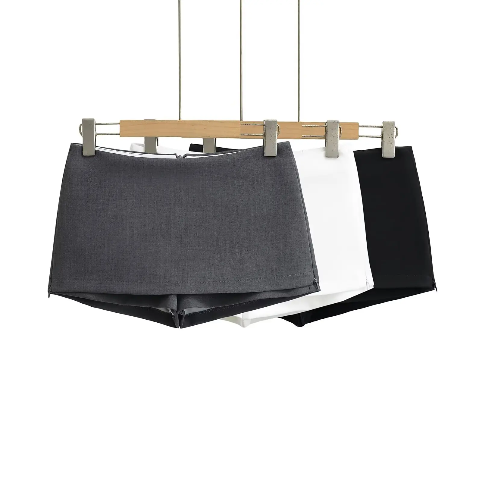 Sexy Low Waist A-Line  Skirt Two-Piece Set Highlighting Legs And Waistline Street Style Trendy Short Skirt Pure Color