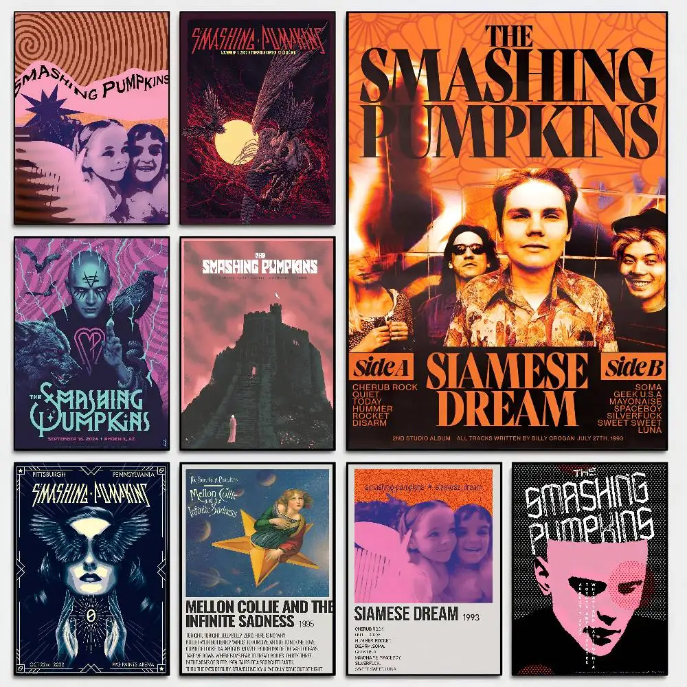 Band The S-Smashing P-Pumpkins Poster Self-adhesive Art Room Entrance Restaurant Wall Decor Art Painting