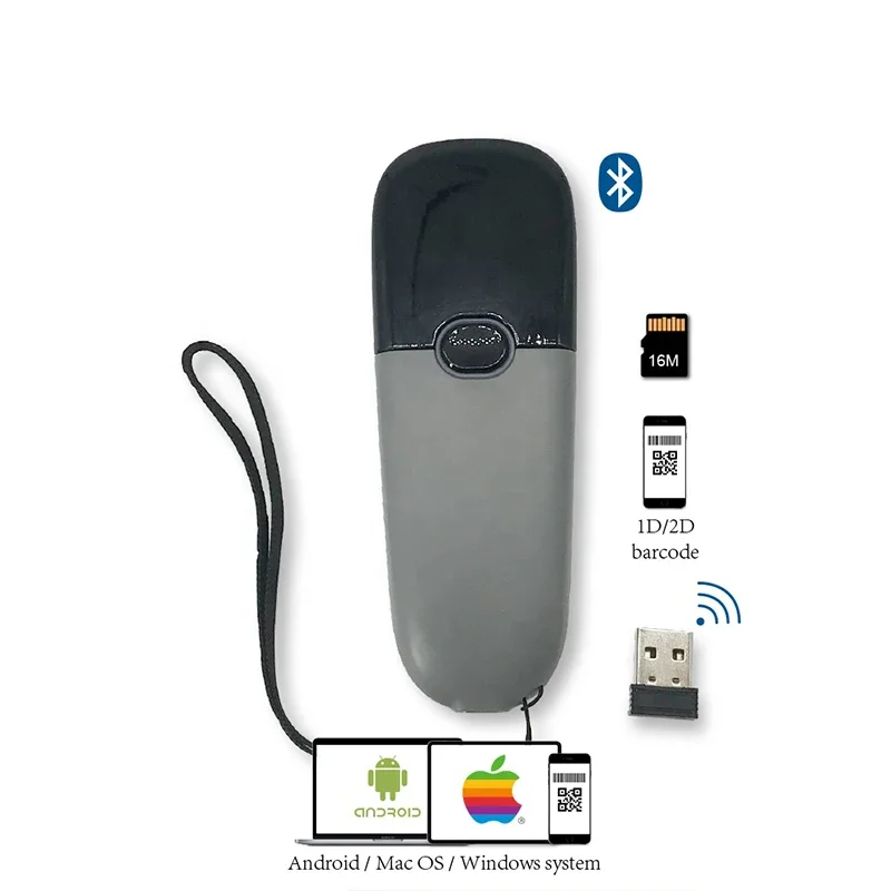 

Small portable intelligent scanner bar code scanning content recognition collection QR code wireless 2.4G and Blue tooth scanner