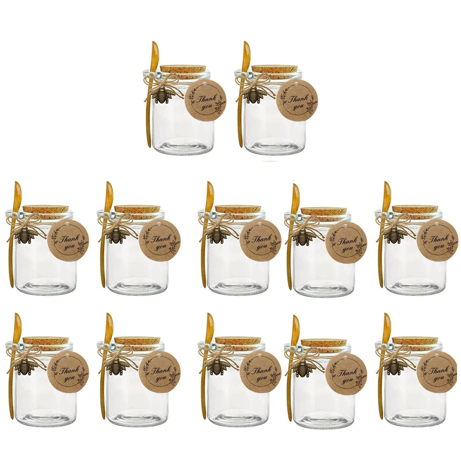 Glass Storage Jars with Cork Lids and Bamboo Spoons, for Bath Sea Salt, Spices, Honey, Teas, Candy, Candle Making,Diy