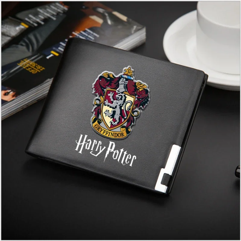 Porte-monnaie en PU Harry Potter, porte-cartes portable, porte-monnaie masculin, badge Poudlard, anime, dessin animé, mode, pince à billets,