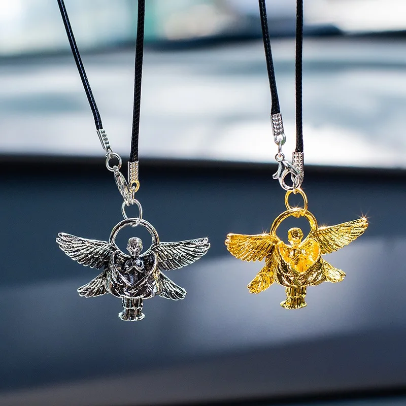 

New Alloy Six Winged Angel Car Pendant Personality Guardian Angel Auto Rearview Mirror Pendant Couple Gifts Car Accessories