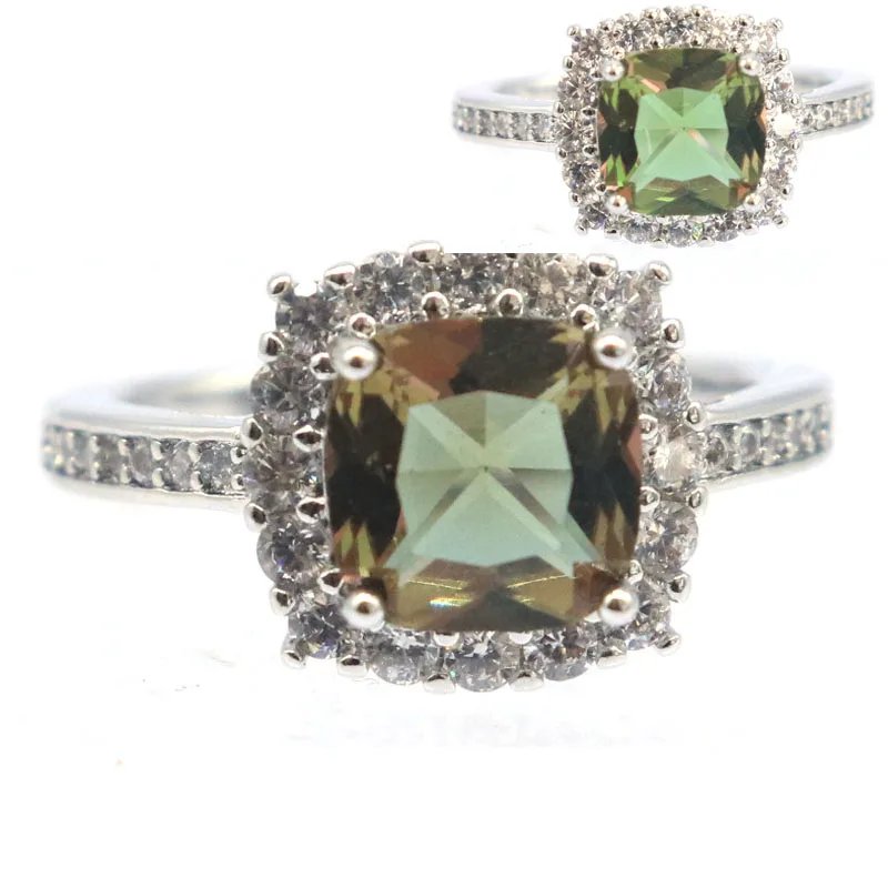 21x21mm Highly Recommend 2.7g Zultanite Color Changing Alexandrite Topaz CZ Silver Rings