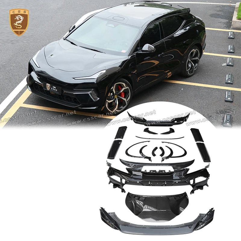 Car Front Lower Bumper Lip Diffuser For Lotus Eletre OEM Style Dry Carbon Engine Bonnet Hood Stick-on Wheel Fender Flares