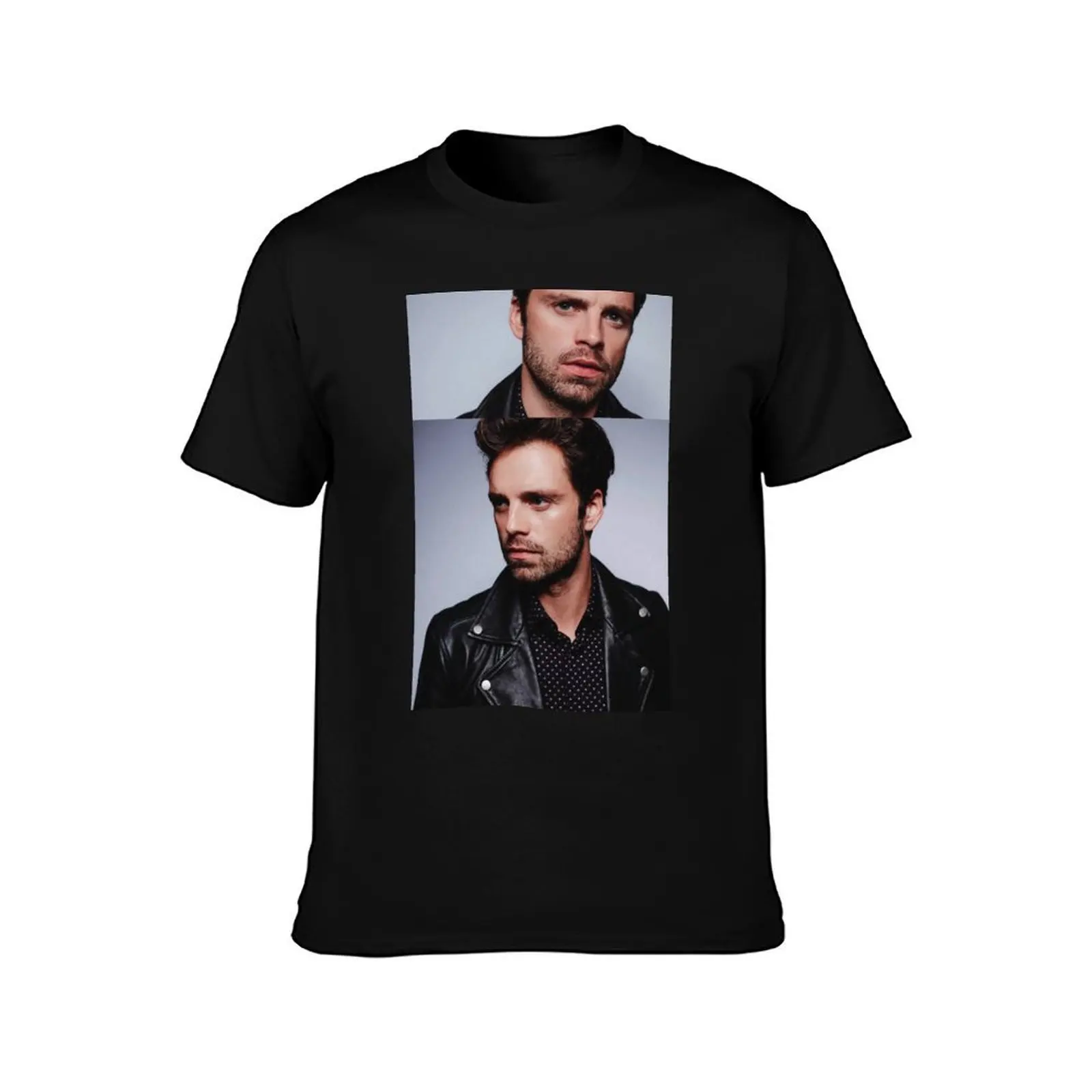 Sebastian Stan T-Shirt, Summer Casual Cotton Tee, Oversized Streetwear Tops, Vintage Graphic Print, Loose Fit Short Sleeve