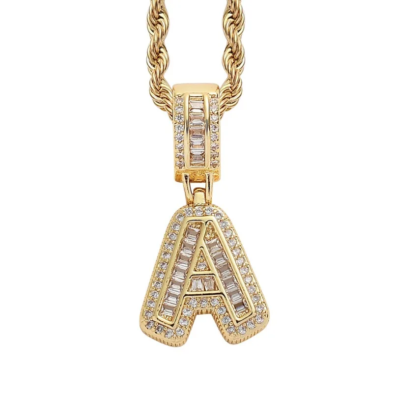 

Customized Zircon Rock Sugar Necklace 26 English Letters, Pendant Single Pendant,personalized Fashion Accessory for Women Men