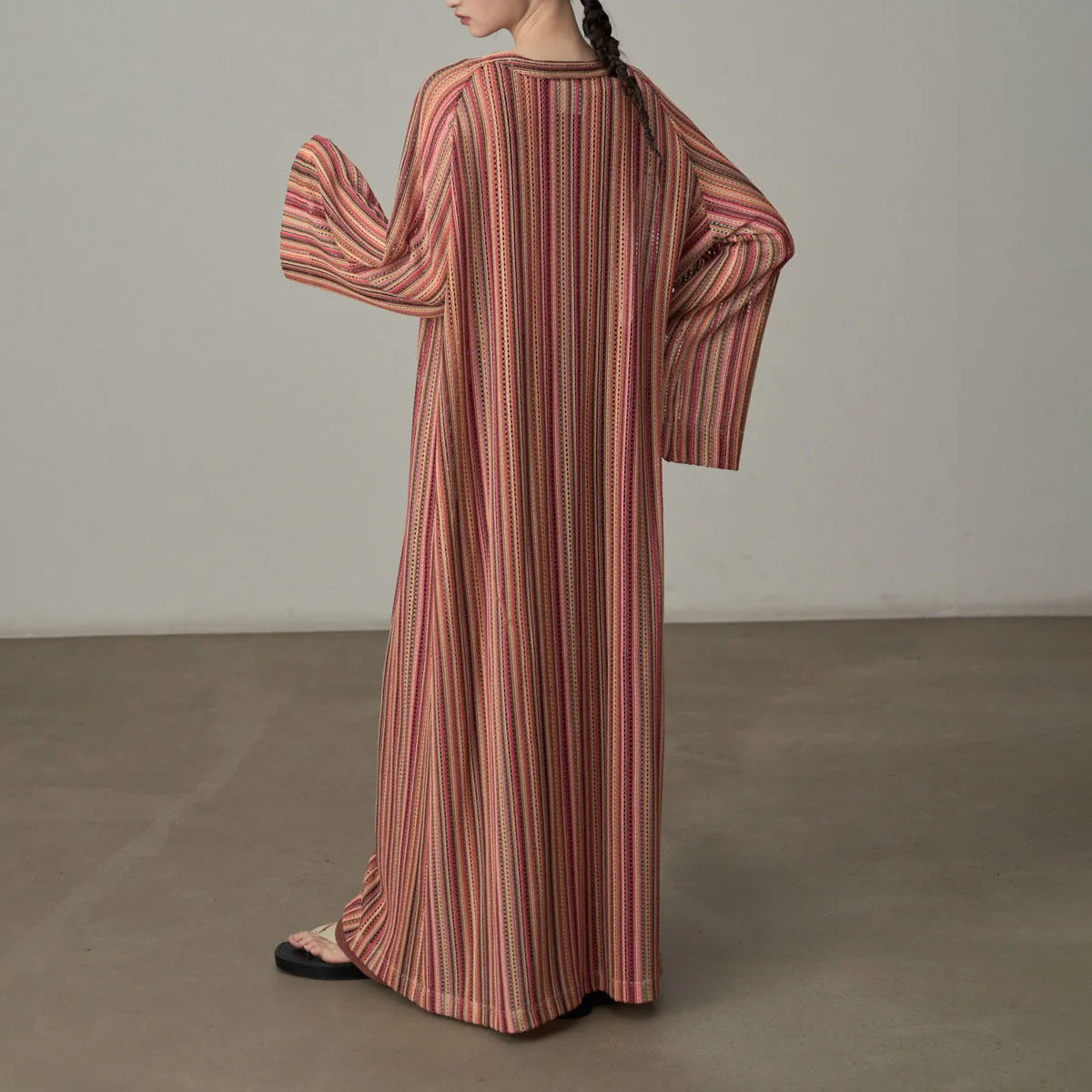 KWTX 2025 Nowa Sukienka Koszulowa w Paski, Płaszcz, Długi Rękaw, Dekolt w Serek, Jednorzędowa, Blokowanie Kolorów, Casualowa, Elegancka, Jesienna Odzież Wierzchnia Damska