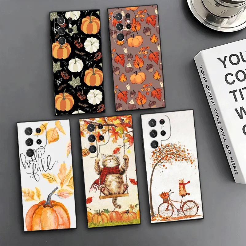 Pumpkin Happy Fall Autumn Phone Case For Samsung Galaxy S24 S25 S26 Ultra S23 Plus S22 S21 FE S20 + Edge Pattern Customized Cove