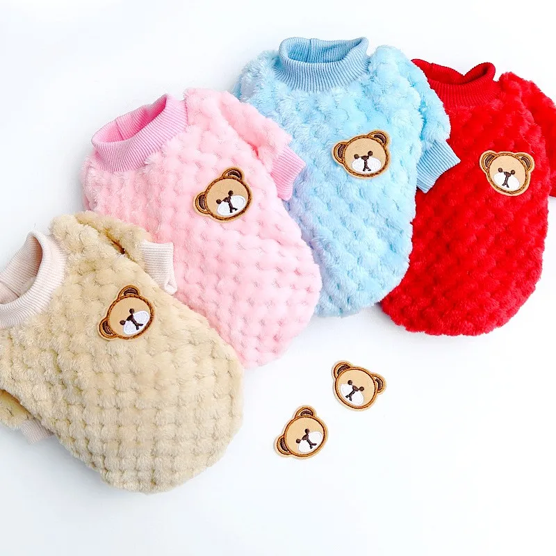 Pet Dog Clothes Winter Warm Dog Hoodies Soft Puppy Pullover Cute Bear Print Cat Sweatshirt Chihuahua Clothes Fashion Pet Hoodies