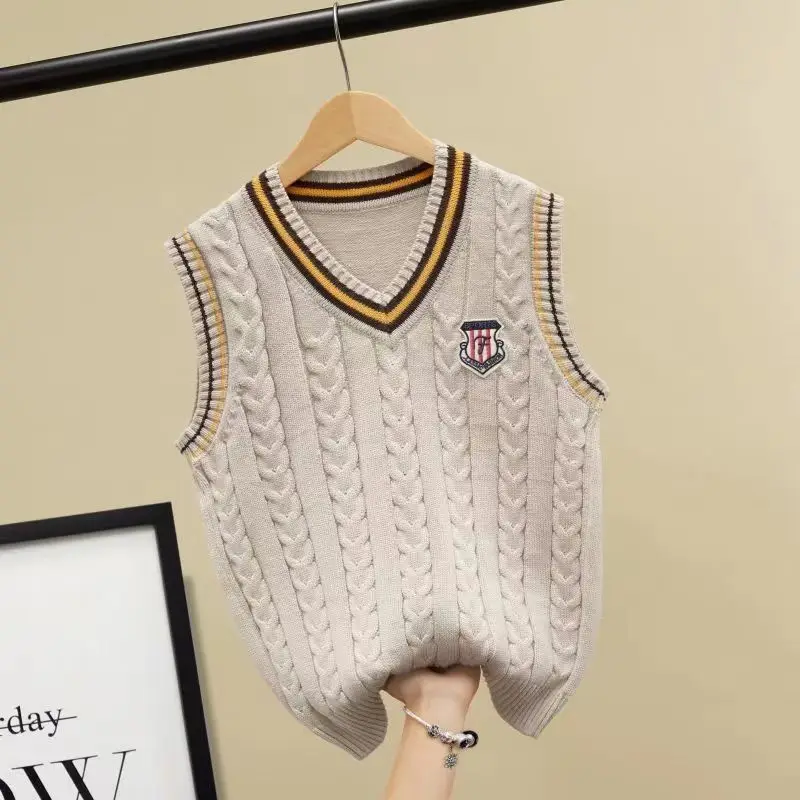 

2025 Spring Autumn New Boys Knit Vest Pure Cotton Toddler Kids Baby Girls Autumn Winter Sweater Cape