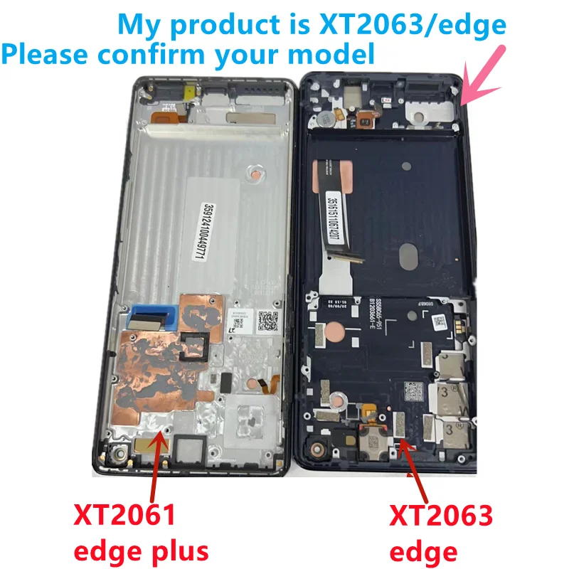 For Motorola Moto Edge LCD XT2063-3 With frame Touch Screen Digitizer For Moto Edge Display XT2063 panel for moto edge Used