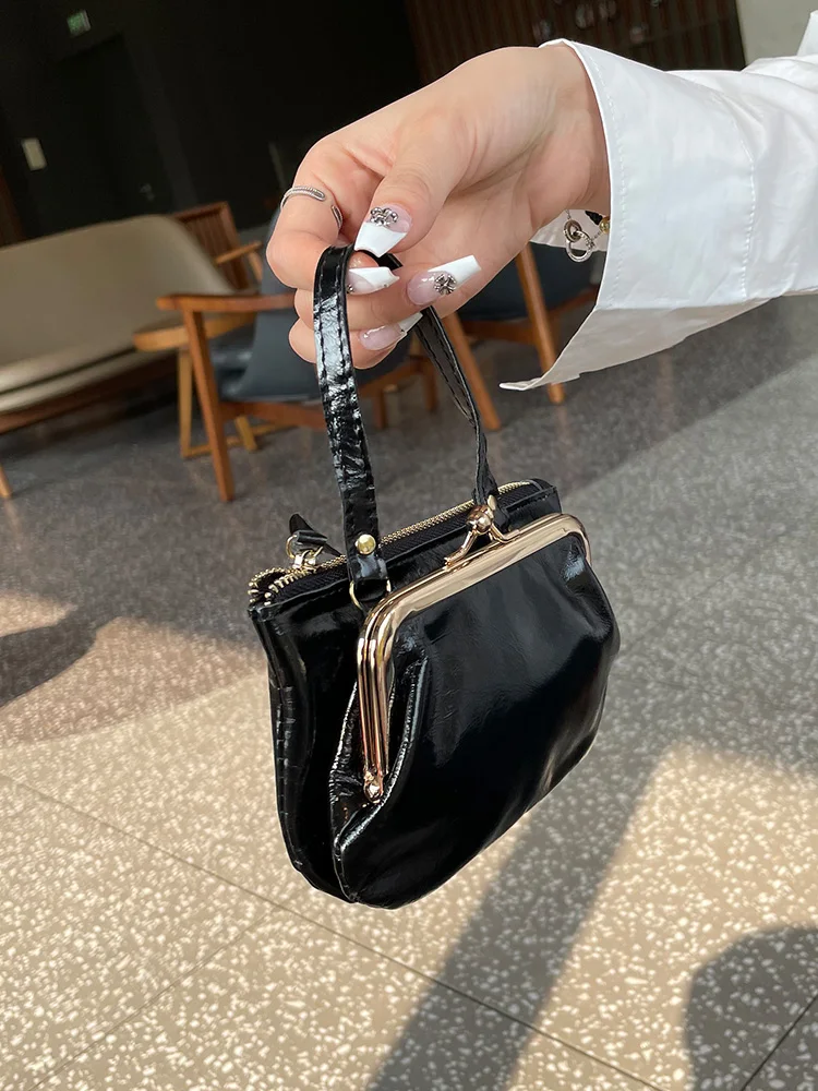 Gesidun Genuine Leather Coin Purse Women's Handheld Key Coin Storage Small Bag Card Holder Vintage Style Square Shape