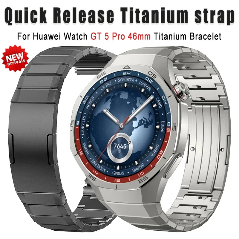 

Роскошный быстросъемный титановый ремешок для Huawei Watch GT 5 Pro 46 мм, металлический браслет без зазоров для Huawei Watch GT 5 Pro, ремешок для часов