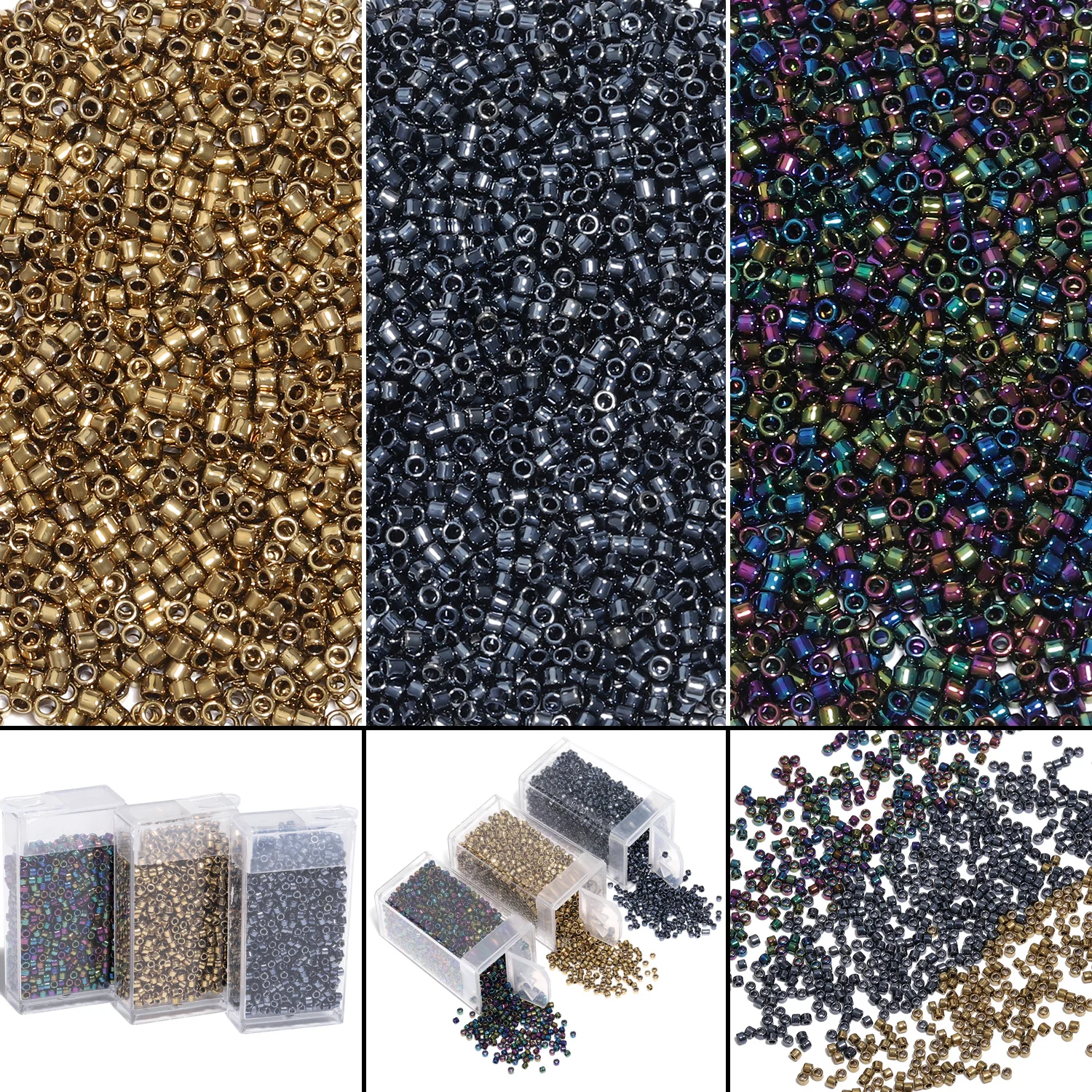 2 مللي متر أنبوب زجاجي الخرز الذهب اللون الأسود معدن اللون فضفاض خزر عازل لصنع المجوهرات سوار بوهيميا ذاتي الصنع الديكور اكسسوارات