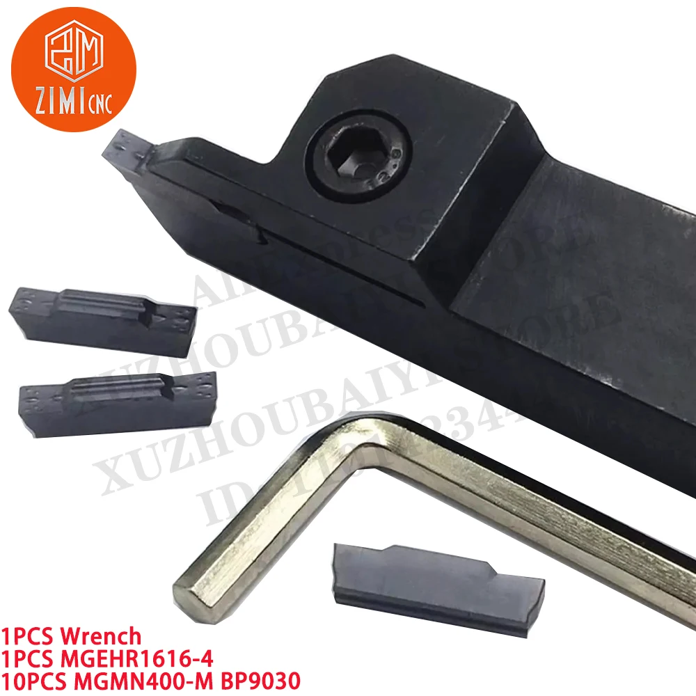 1 ชิ้น MGEHR1616-4 ร่องร่องภายนอก ที่จับเครื่องมือกลึง  +10 ชิ้น MGMN400-M  เครื่องกลึงโลหะเชิงกล CNC  เครื่องมือตัด  เม็ดมีดคาร์ไบด์